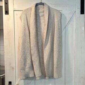GAP Cream Open-Front Shawl Collar Chunky Cardigan Vest 100% Cotton